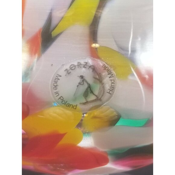 ZORZA Poland Handmade Art Glass Candle Holder Confetti Glass End of Day MCM - Picture 2 of 2